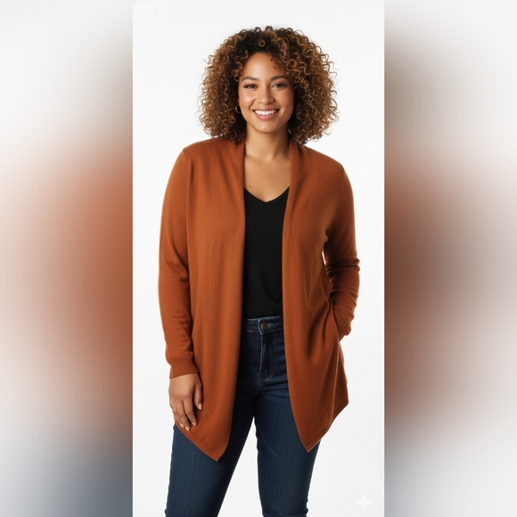 41 Hawthorn Sweaters - 41 Hawthorn Women's Cashmere Open Front Cardigan Sweater - Rust NWT